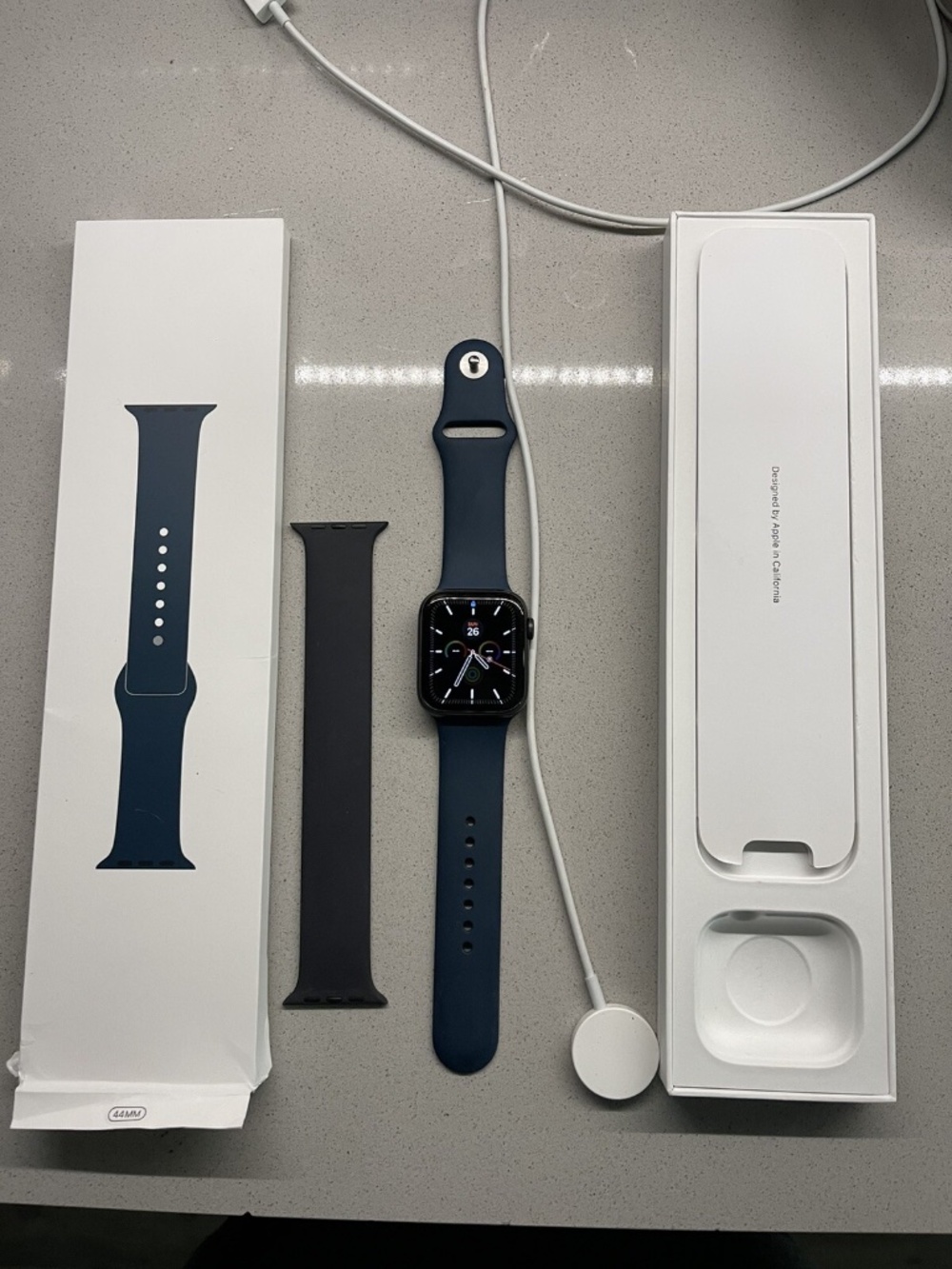 Apple Watch Series 6 44mm Blue Aluminum Case with Deep Navy Sport Band